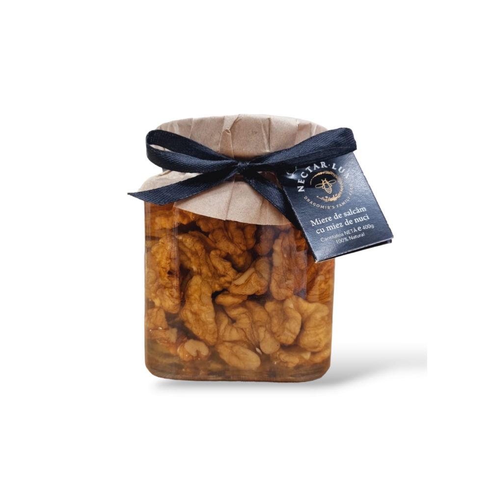 Miere de salcâm cu nuci grecești, 400gr