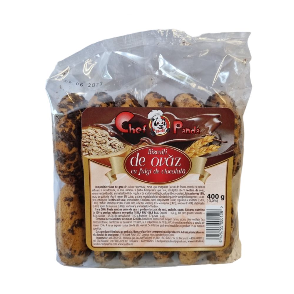 Biscuiți de ovăz cu fulgi de ciocolată 400 gr