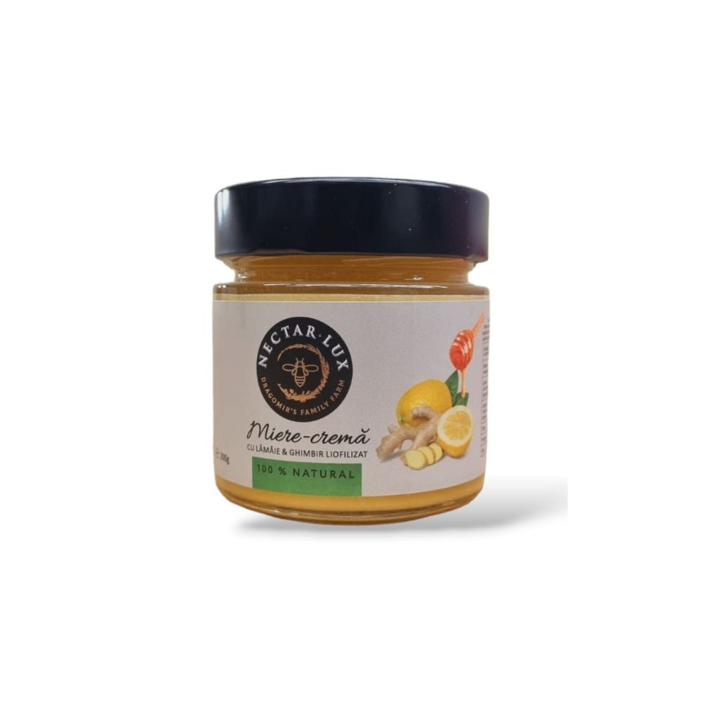 Miere cremă cu lămâie și ghimbir liofilizat, 300gr